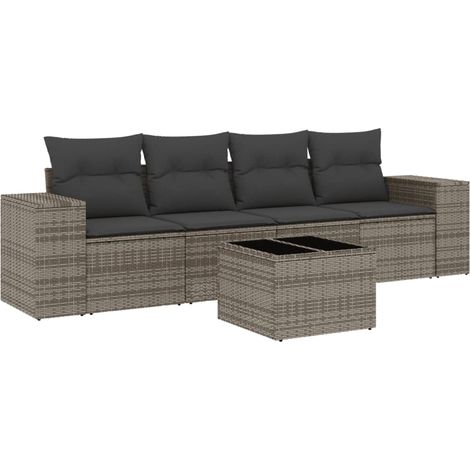 Maison Exclusive - 5-tlg. Garten-Sofagarnitur mit Kissen Grau Pol