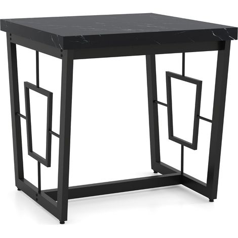 Tavolino quadrato 60 x 60 x 60 cm con piedini regolabili e struttura in MDF nero minimalista e robusta 200019348