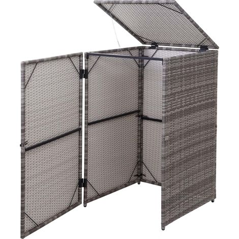 Pattumiera da esterno per riporre il contenitore della spazzatura in polyrattan grigio da 120 litri 040002859