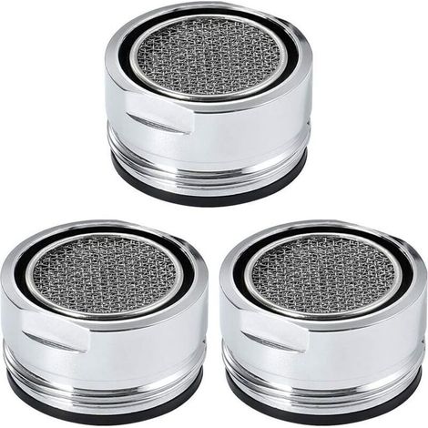Set mit 3 Wasserhahn-Luftsprudlern, Spülbecken-Wasserhahnfiltern, Edelstahl-Spülbeckensieben als Ersatzteile für Küchen- und Badezimmerarmaturen – Silber (Durchmesser)