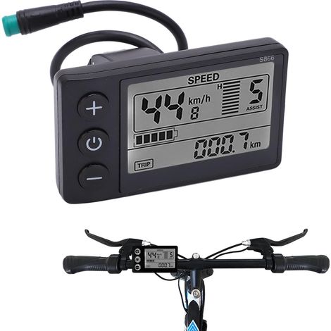 Pantalla LCD para bicicletas eléctricas, pantalla LCD impermeable S866 de 24V 36V 48V, panel de control para bicicletas eléctricas (1/5)