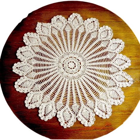 Nappe en Dentelle Ronde Coton Rond au Crochet Napperon Rond en Coton,pour Décoration de Table,75-80cm (1/5)