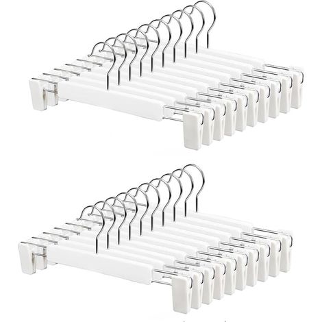 ABS Plastic Trouser Skirt Hangers with Adjustable Non-Slip Clips Swivel Hooks for Trousers Skirts Socks Underwear White (1/3)