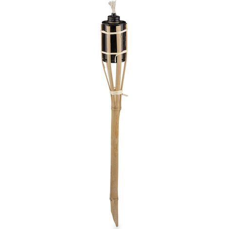 Lote de 10 antorchas de aceite decorativas para jardín ambiente romántico iluminación exterior de bambú natural 130010616 (1/5)