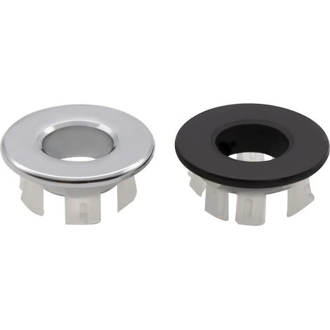 Lot de 2 bouchons de trop-plein d'évier, Mmgoqqt, ronds, noir/argent (1/5)