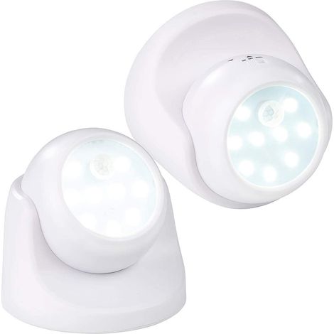 Lampe LED sans fil : Lot de 2 spots LED sans fil avec détecteur de mouvement et rotation à 360° (1/5)