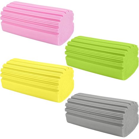 Lot de 6 Eponge Poussiere,Damp Duster Réutilisable,Éponges de Nettoyage de Poussière Absorbant,Éponge de Dépoussiérage Humide pour Vaisselle, Cuisinières, Sols, Canapés (Gris, Rose, Jaune, Vert) (1/5)