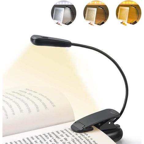 Lampe de Lecture Rechargeable Livre 3 Modes Luminosité Couleurs (1/5)