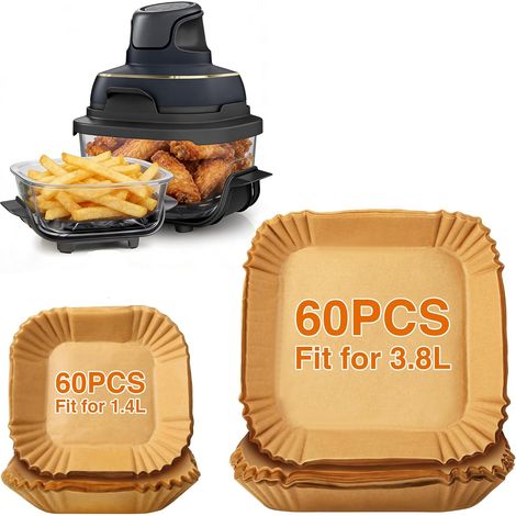 Papier Cuisson Air Fryer pour Ninja CRISPi, 120 pcs Feuille Sulfurisé Air Fryer Accessoires pour 3,8L & 1,4L FN101EUGY, FN101EUST, FN101EUSG, Paper Liners Friteuse Sans Huile Accessoires