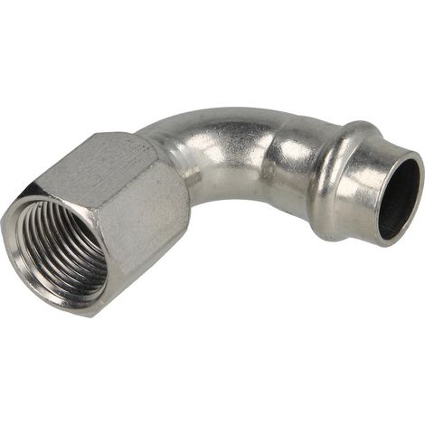 Raccord à sertir en inox coude 15 mm x 1/2’’ FF contour V