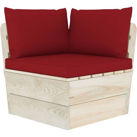 Canapé d'angle palette de jardin  Divan de jardin avec coussins Épicéa imprégné (1/5)