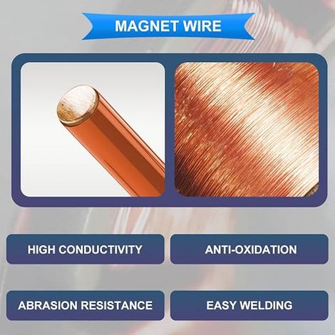 Fil magnétique 22AWG, fil de cuivre émaillé de 0,6 mm x 50 m, isolé 0,05 mm, résistant aux hautes températures jusqu'à 155 °C, pour moteurs, avec ruban haute température de 10 mm (1/4)