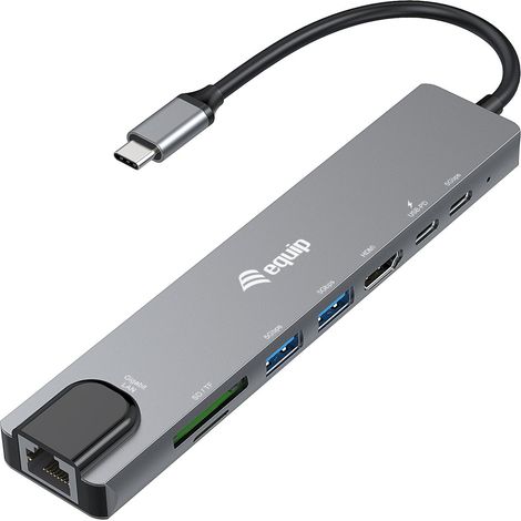 Equip Adapter USB-C - HDMI,GbE,3xUSB3.2 Gen1,SDTF,PD 100W