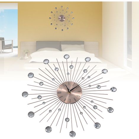 Reloj de pared grande con esfera de cielo estrellado, decoración para sala de estar, silencioso, preciso, diseño innovador, oro rosa, incluye 1 pila AA - R300 (1/5)
