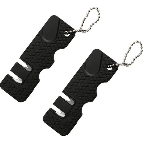 Lot de 2 mini pierres à aiguiser pour couteaux, outils de cuisine et de voyage multifonctions, 3 x 9,2 x 1,3 cm (bl) (1/5)