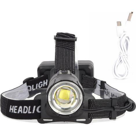 Lampe frontale puissante P70 4000LM, rechargeable USB, zoomable, grande luminosité (1/5)