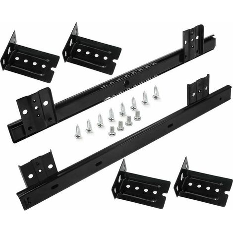 Glissières pour Tiroirs Coulisse Tiroir 350mm Coulisse a Bille pour Plateau Coulissant Clavier (1 paire) Noir (1/5)