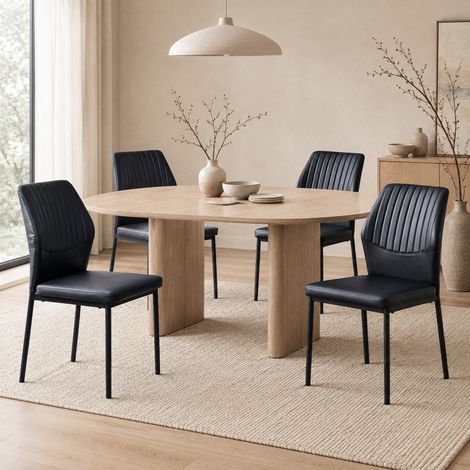 MEUBLIV Set di 4 sedie da pranzo 63 x 51,5 x 62 cm nere – schienale rigato (1/5)
