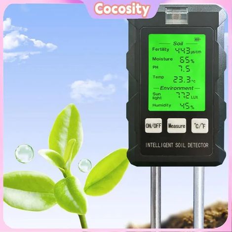 Testeur de sol 6IN1 TESTER SOLTER MULTIFONCTIONNEL SOIL FERTILITÉE PH TEMPÉRATURE HUMIDITÉ SUMELLEMENT AIR jardin mesure (1/4)