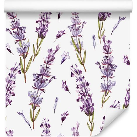 Papel pintado de flores moradas para salón y dormitorio, 50x1000 cm (1/5)