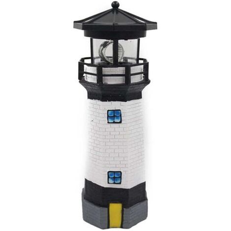 Phare solaire, lampe de jardin LED rotative, éclairage de pelouse, lampe décorative d'extérieur pour terrasse et patio
