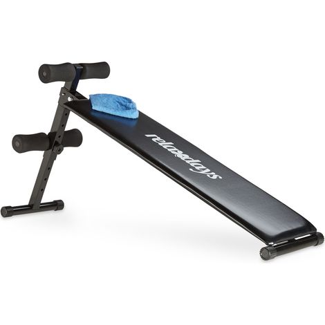 Relaxdays Sit-Up Bench Abdominal Trainer, Foldable, 5-Settings, Padded Leg Support, Back Trainer, Training Bench, Black