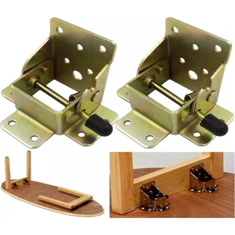 CCYKXA (1 Pair) 90 Degree Self-Locking Folding Table Leg Extensions, Foldable Telescopic Hidden Table Bed Hinge Frame Bracket (1/5)