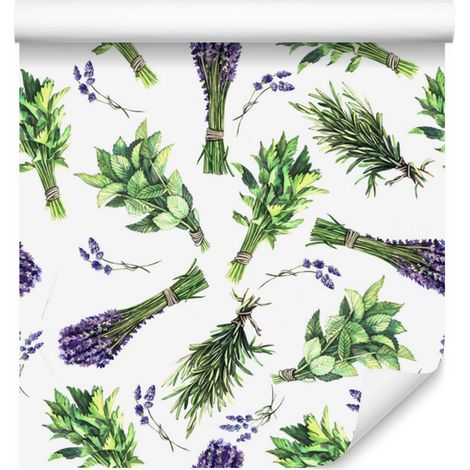 Carta da parati con motivo di lavanda per soggiorno e camera da letto, 50x1000 cm (1/5)