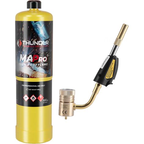 Kit Soplete Piezoeléctrico + 1 Cartucho Gas MAPPRO 400g  2200°C  Profesional Soldadura  Precisión y Seguridad