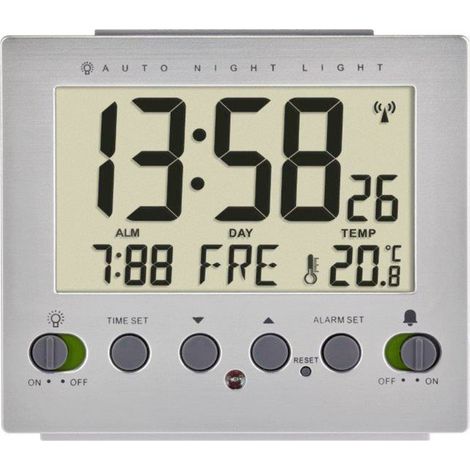TFA Dostmann 60.2561.55 Funk Wecker Silber Alarmzeiten 1 (1/3)
