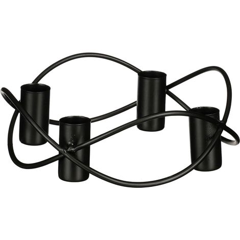 Bougeoir en métal pour 4 bougies, 5,5 x 17 cm, noir