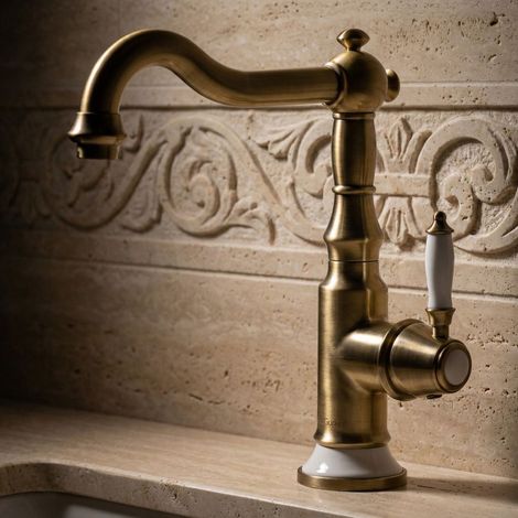 PaulGurkes Robinet Nostalgie en Laiton pour Lavabo et Cuisine