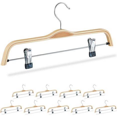 Pack de 10 Perchas Ropa con Pinzas, Madera y Metal, Beige, 17 x 37,5 x 2,5 cm (1/5)