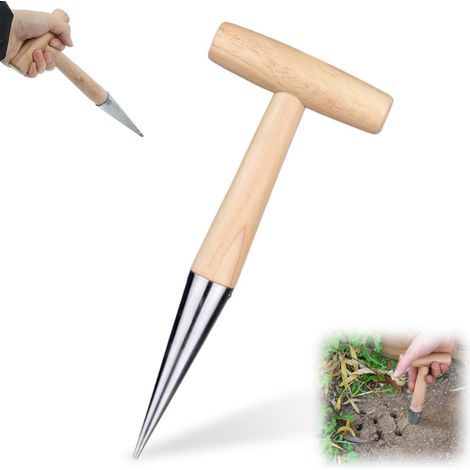 Outil de jardinage pour arracheuse de graines, marron, 1 arracheuse de graines manuelle, outil pour semer les bulbes