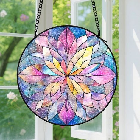 Suspension en vitrail, attrape-soleil coloré minimaliste élégant, décoration porte intérieure, cadeau Fête des Mères, Noël pour femme, homme 9cm (1/5)