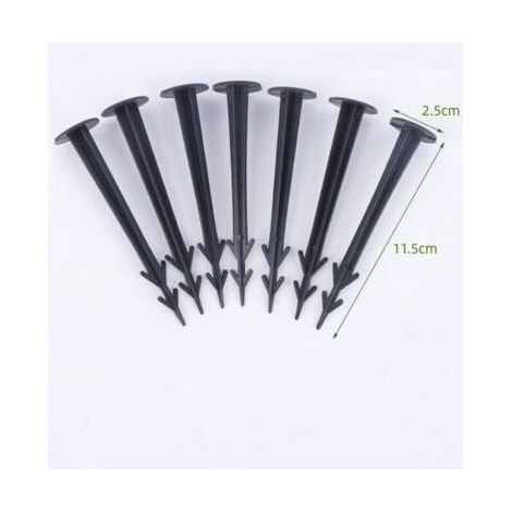 FENOPLASTICALot de 100 Piquets d'ancrage en Plastique Noir 12 cm résistants aux UV (1/3)