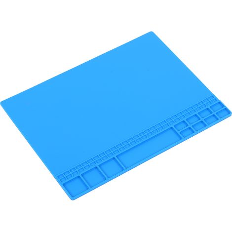 Tapis de soudure électronique résistant à la chaleur en silicone, bleu foncé, coussin d'isolation pour réparation et maintenance d'équipements. (1/5)