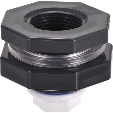 1 Ensemble PVC Passe-cloison Raccord - Fileté Passe-cloison Eau Réservoir Connecteur, avec Bouchon Raccord, Appliquer à Robinets, (G3/4 Filetage, Gris Blanc) (1/5)