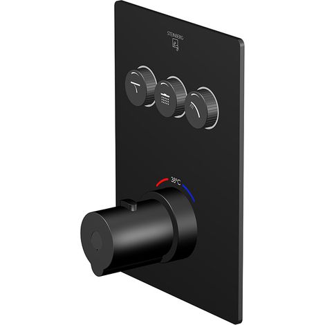 Steinberg 390 - Grifo termostático empotrado para 3 dispositivos, negro mate 390 4231 3 S (1/4)
