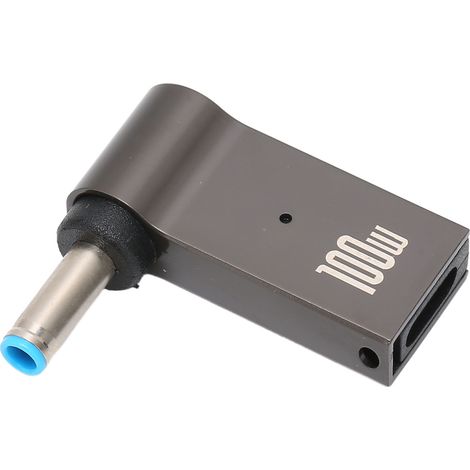 Adaptateur Chargeur PD 100W 5A Type C Femelle vers Mâle 4.5x3.0mm pour PC Portable HP, Coque Alliage Aluminium