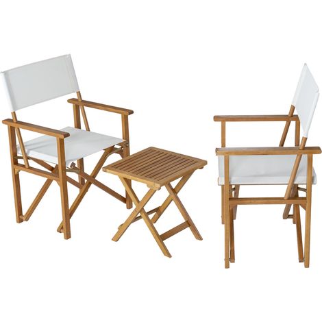Set di mobili da giardino da 3 pezzi in legno di eucalipto bianco naturale 030009417