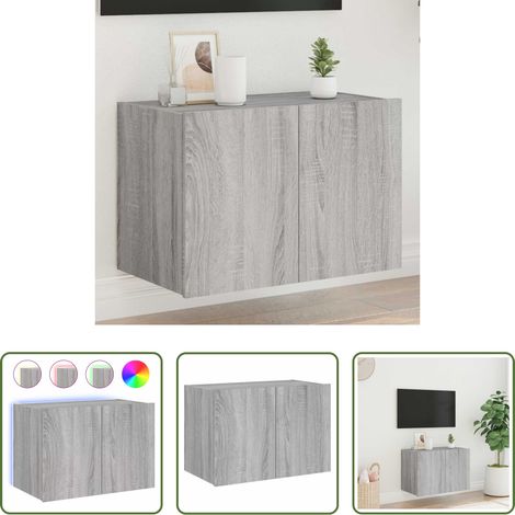 LED-Leuchten - TV-Wandschrank mit LED-Leuchten Grau Sonoma 60x35x41 cm (1/5)