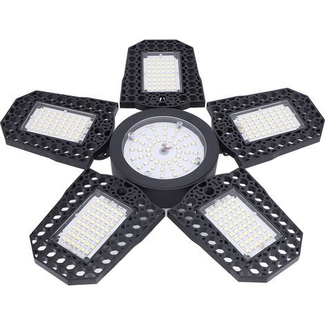 Super bright LED garage lights, 2994 lumens, 6000K color temperature, workshop lighting with 6 flexible panels, E26/E27 screw-in bulbs for workshop use, cool white (1/5)
