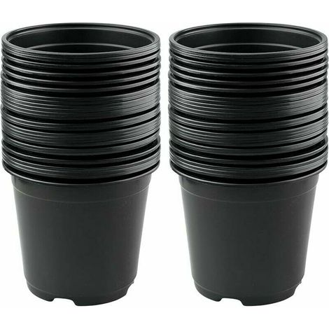 Pot de fleurs Lot de 50 Pots de Fleurs en Plastique Noir de 15 cm pour Plantes succulentes, légumes et boutures (1/5)
