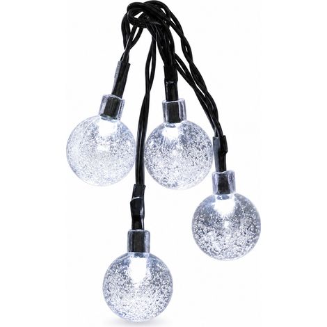 Guirlande Solaire LED à 200 Boules Blanches, 8 Modes, Étanche pour Jardin et Décoration de Noël (1/5)