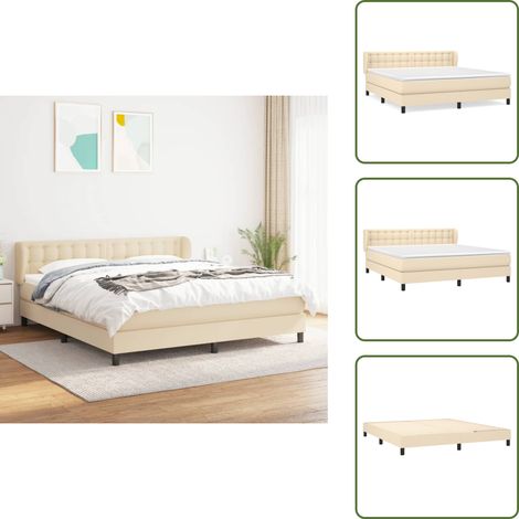 The Living Store Boxspringbett mit Matratze Creme 160x200 cm Stoff - Boxspringbett - Doppelbett - Cremefarbenes Bett - Bettenrahmen - Lattenrost