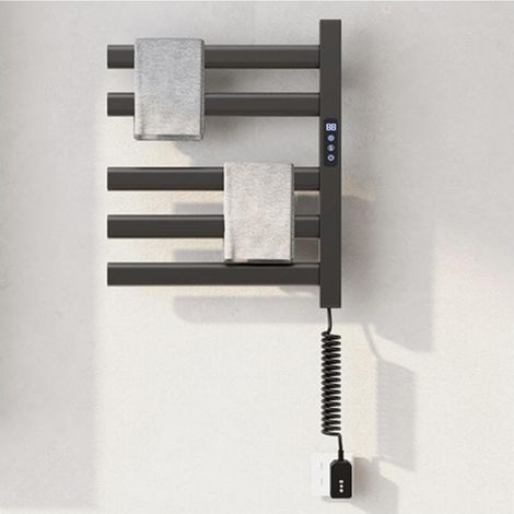 Elektrischer Handtuchwärmer, Wandmontage, Badezimmer-Handtuchhalter, Spa-Handtuchwärmer für Küche oder Friseursalon, Touch-Bedienung, Temperaturregelung, Timer, Grau (1/4)