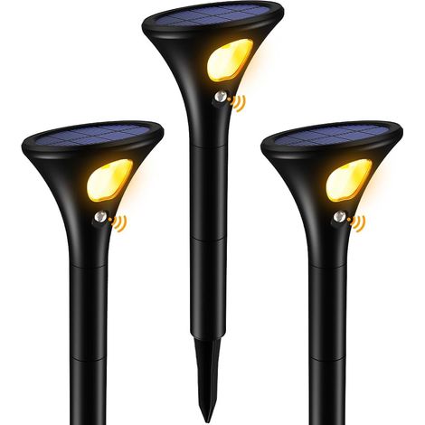 Lampe Solaire Exterieur Detecteur de Mouvement Lot de 3 LED Spot Solaire Exterieur Blanc Chaud Eclairage Solaire avec Etanche IP65 Lumiere Solaire Exterieur pour Jardin Allée Chemin Terrasse (1/5)