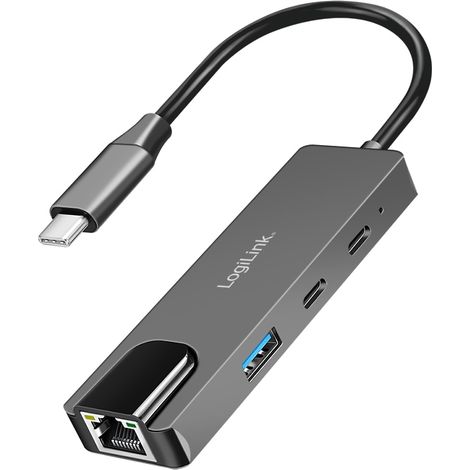 LOGILINK Hub USB-C UA0432 3 ports avec adaptateur Ethernet Gigabit 2,5G (1/3)