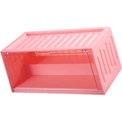Boîte de rangement pour figurines, protection anti-poussière, vitrine transparente rose (1/5)